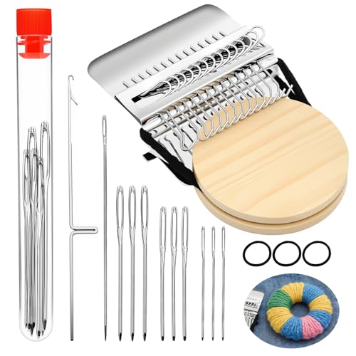 PatchMaker 2.0 Kit Xincarimo Mini Portable Patch Darning Looms Kit Patchwork Weaving Tool Set for Quickly Sewing Repair Loom Knitting Kit for Beginners (14 Hooks)