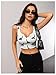 Floerns Women's Dinosaur Pattern Notch Neck Lettuce Trim Tank Crop Top White Small