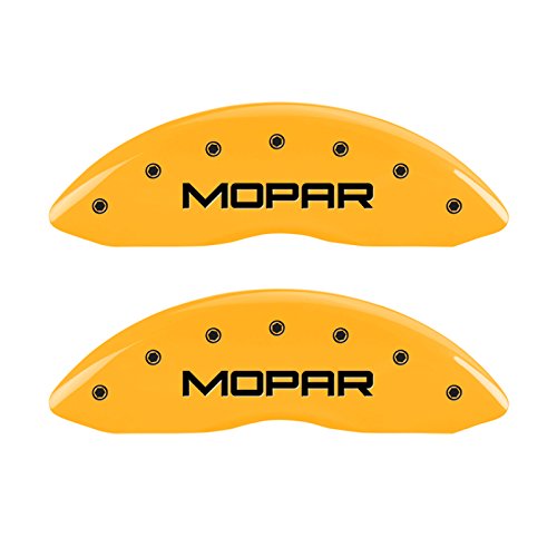 Image of MGP Caliper Covers - Brake Caliper Covers for 2011-2023 Dodge Challenger & 2011-2023 Dodge Charger (Requires Dual Piston Front Caliper) Front and Rear Set (Yellow, Mopar)