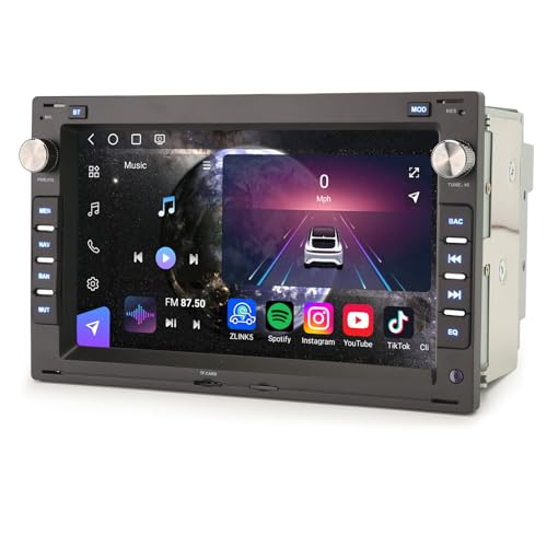 【Chip Qualcomm√ 8GB RAM√ 128GB ROM√】Autoradio Android 14 con GPS e processore ad alta velocità, punteggio benchmark superiore a 200.000. Perfettamente compatibile con VW/SEAT/Skoda. Dotata di touchscreen IPS Ultra HD da 7 pollici con risoluzione 1024*600 pixel; con 3 porte USB per espansione fino a 3 * 256 GB. Plug-and-play con Canbus - Supporta i comandi originali al volante. GPS integrato, Bluetooth, WiFi, 4G, USB e molto altro ancora.