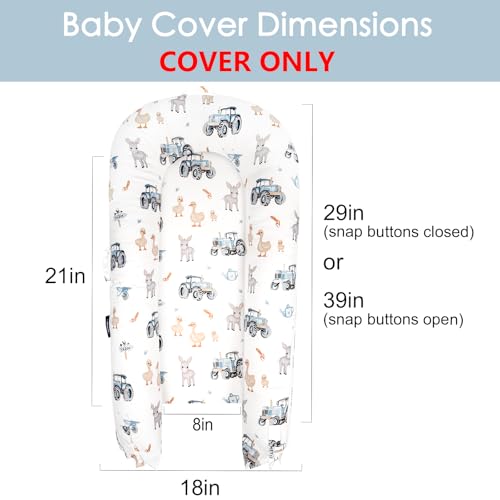 Image of Mexxi Infant Lounger Baby Nest Replacement Cover | Hypoallergenic | Premium | [Fits Dockatot Deluxe+] (Cover Only) (Farm)
