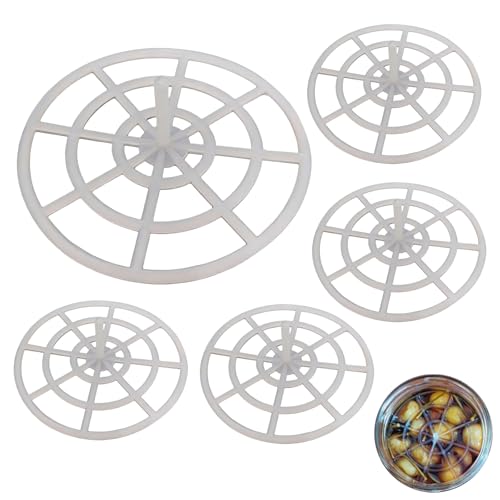 Mistillion 5 Pack Small Fermentation Weights 5.5cm Round Mesh Presser Plates Food Grade Plastic Fermenting Jar Accessories for Sauerkraut Kimchi Pickles Mini Jars