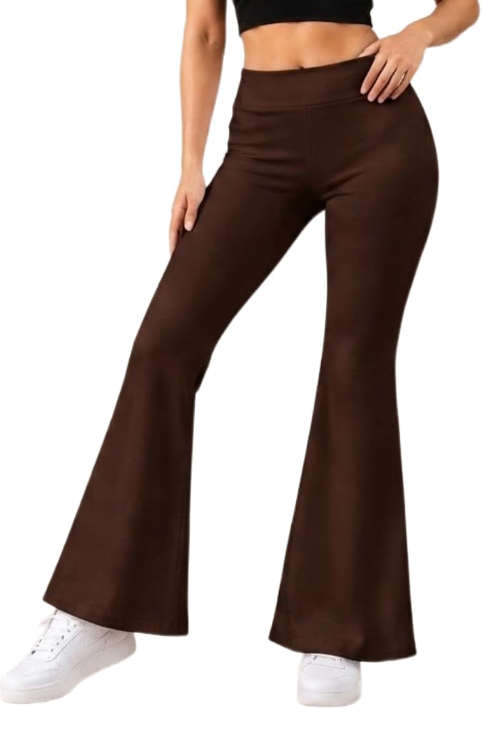 women flare pants for women, high waist flared pants, bell bottom trousers for womens, wide leg pants for womens, stretchable flare trousers,casual wear-pack of 1