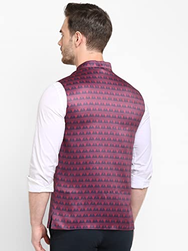 Image of hangup Men's Printed Cotton Nehru Jacket /waist coat, color Green. Size 38 (170A PrintedDup Nehru)