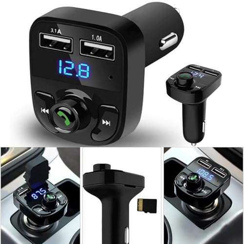 Image of CAR-X8 Bluetooth FM Transmitter Kit for Hands-Free Call Receiver /Music Player /Call Receiver /Fast Mobile Charger Ports for All Phones with 3.1A Quick Charge Dual USB Car Charger
