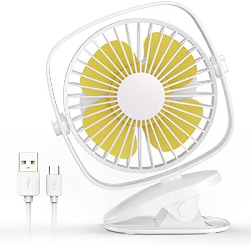 VersionTECH. Clip on Fan,Small Desk Fan Portable Mini Fan for Bedroom Baby Stroller Fan USB Personal Rechargeable Battery Operated Table Cooling Fan for Home Office Indoor Outdoor Travel Camping-White