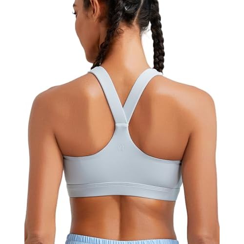 RUNNING GIRL Sports Bras for Women, Molded Cup High Impact Sports Bra Workout Bras for Women High Support Racerback A-ice Grey Large