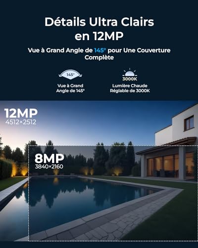Reolink 12MP Caméra Surveillance PoE, Grand Angle de Vue 145°, Anti-Vandalisme IK10, Vision Nocturne Couleur, Audio Bidirectionnel, Détection Personne/Véhicule/Animal, IP67, RLC-1240A – Image 3