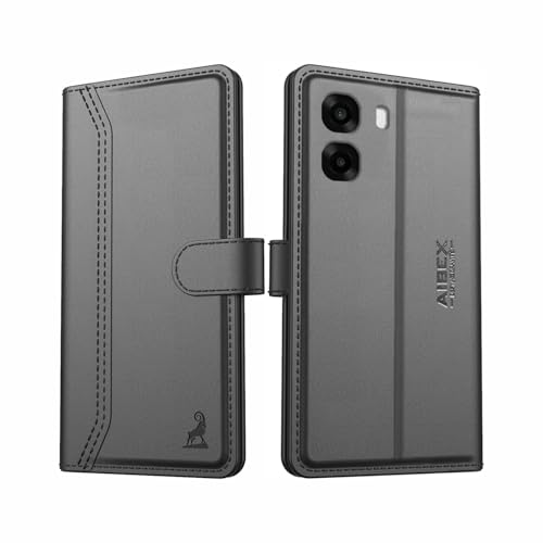 Image of AIBEX Compatible for Oppo A6S 5G / Oppo K14X 5G / Oppo A6X 5G Flip Cover Leather Finish | Inside TPU with Card Pockets | Wallet Stand | Complete Protection Flip Case Black