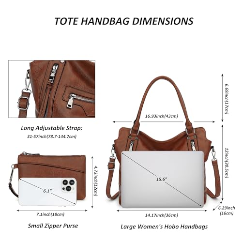 TANTOMI Hobo Bags for Women Large Capacity Handbags Bags Ladies Tote Bags Leather Crossbody Shoulder Bags with Small Purse Set 2PCS for Shopping Travel Work - Image 5