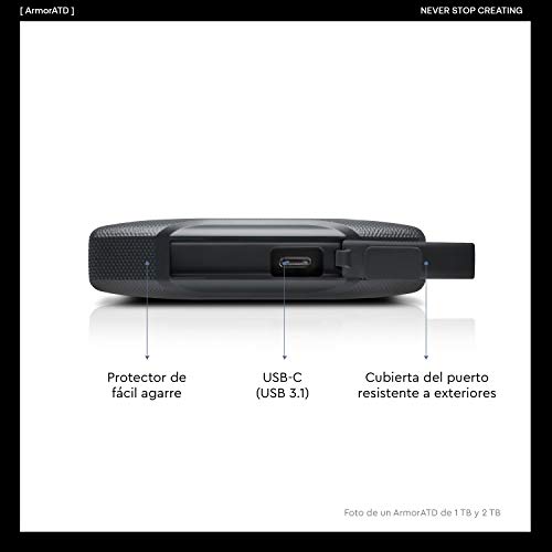G-Technology 2 TB ArmorATD - Disco Duro Todoterreno, Resistente a Golpes y al Agua, USB-C, Thunderbolt 3 - imagen 3