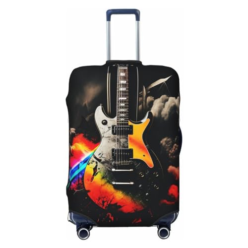 Rock Music Luggage Cover for Suitcase TSA Approved Elastic Suitcase Cover Anti-Scratch Travel Luggage Protector Cover Washable Trolley Case Cover Fit 18-32 Inch Luggage Large
