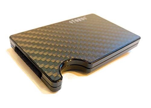 Smart Wallet Smooth Carbon Fiber RFID Blocking Slim Minimalist Wallet, Credit Card Holder Money Clip Wallet for Men + Round Monogrammed Engraving4