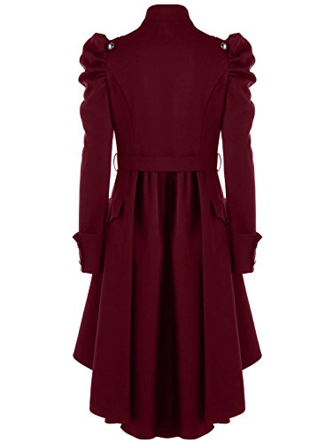 Gothic Vintage Womens Steampunk Victorian Swallow Tail Long Trench Coat Jacket2