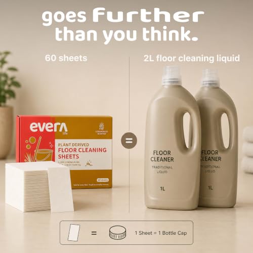 Image of 60 Floor Cleaning Sheets, Equivalent to 2L Liquid, Lemongrass Scented, Baby and Pet Safe Floor Cleaner Liquid Alternative, Plant Derived Natural Cleaner, Phenyl Free Floor Cleaning Solution