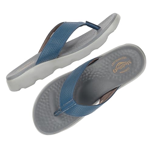 Image of Medifeet Broad Strap Cushioned Leather Slippers for Women