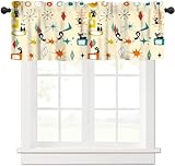 SHElifestyle Mid Century Cat Window Valance Curtain, Retro Atomic Starburst Vintage Stars 50 60s Abstract Geometric Space Window Treatment Valances for Home Kitchen Café Décor 54'x18', 1 Panel