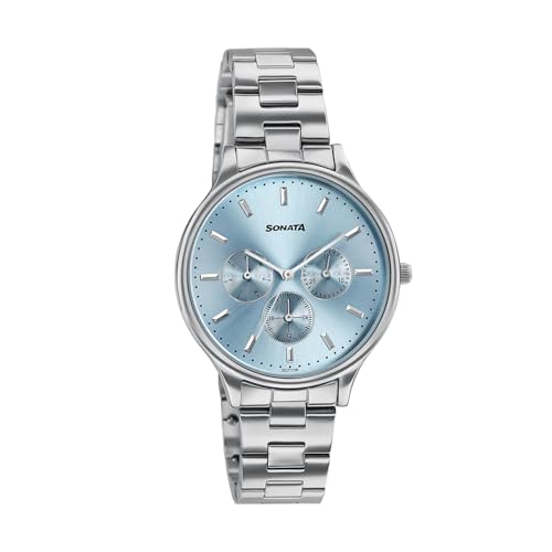 Image of Sonata Axis with Quartz Analog LT Blue Premium Multifunction Design Dial IPS Strap Watch for Women - 87119SM01
