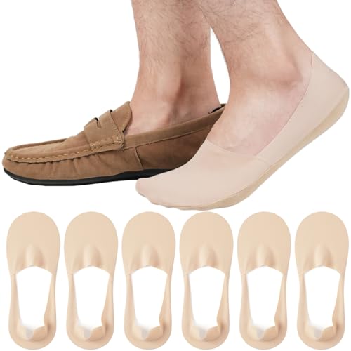 ILovDaisy Mens Invisible Trainer Socks 9-11 No Show Nylon Loafers Socks Women Non Slip Low Cut Breathable Hidden Sock for Summer Sneakers Boat Shoes Nude