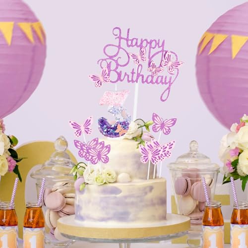 mciskin Butterfly Number 16 Candles for Cake Purple Pink Butterfly 16th Birthday Cake Topper for Her,Girls 16th Birthday Decorations - Image 4