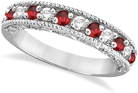 14k Gold Diamond and Ruby Ring Anniversary Band (0.59ct)