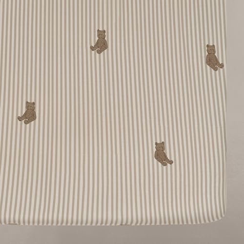 Image of Oilo Crib Sheet, Breathable, Fitted, Organic Cotton Jersey, 300-Thread, Machine Wash, Fits Standard Crib (28 inch x 52 inch x 9 inch), Toddler Bedding, Heirloom Organic Collection, Bear