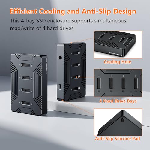 Base externa para 4 SSD M.2 NVME SATA USB 3.2 Gen 2 10Gbps miniatura 7