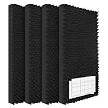 Garvee 4 Pack Acoustic Panels, 48x24x2 in Soundproof Wall Panels Foams, Easy Installation, Noise Reducing Sound Dampening Foam Mat for Bedroom Media Room Studio, Black