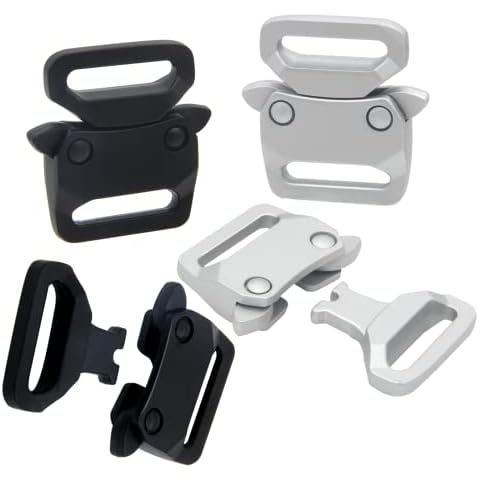 MingQiEven 4 Pack Metal Paracord Bracelet Buckles Quick Release Tactical Belt Buckle 15mm DIY Necklace Bag Accessories (Black / White), Black,white, S Cover