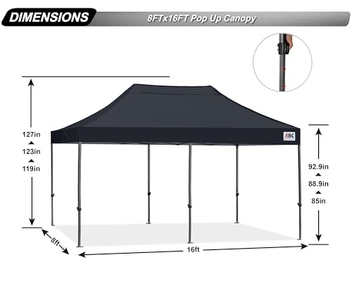 Image of ABCCANOPY Patio Pop Up Canopy Tent 8x16 Commercial-Series (Black)