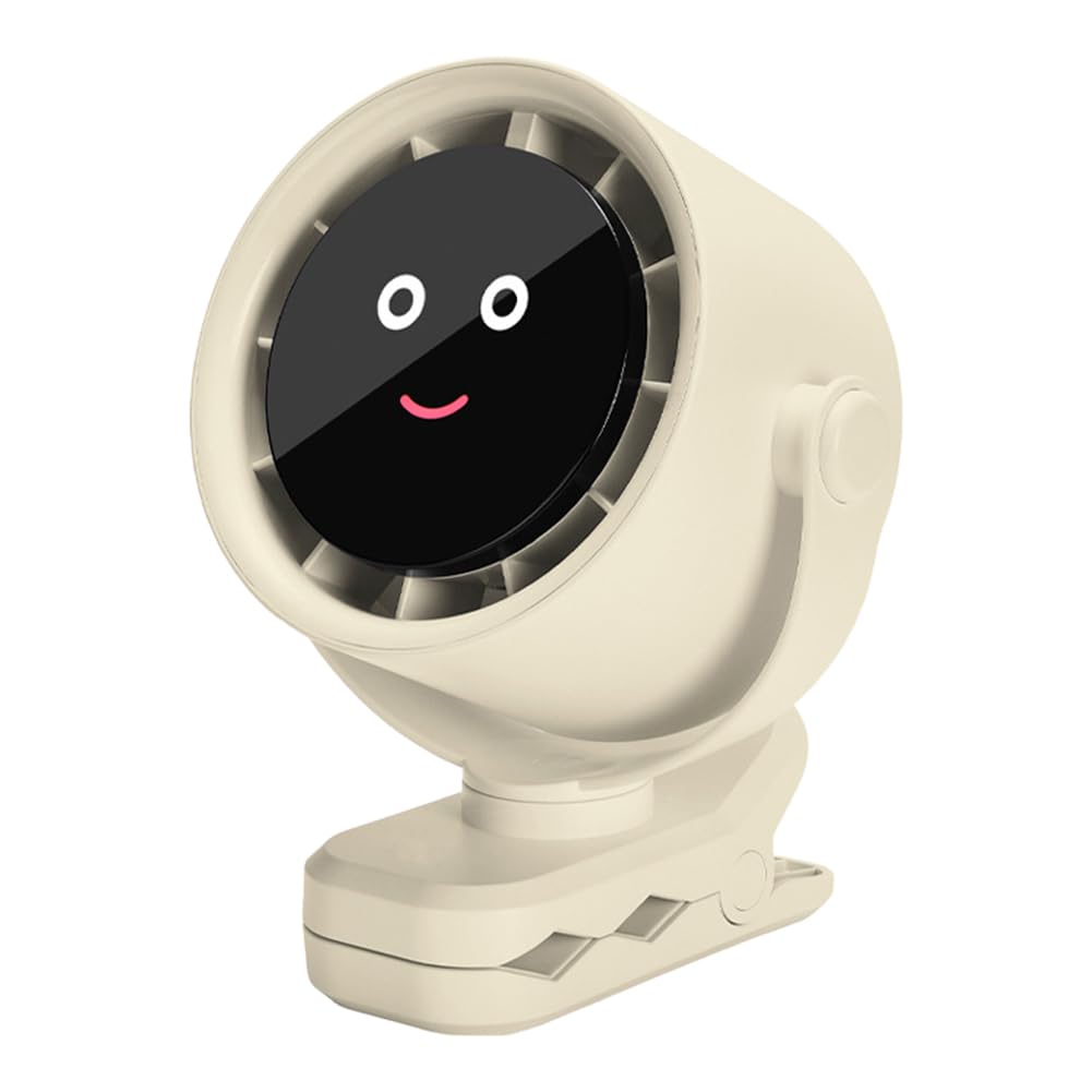 Petit ventilateur de bureau portable rechargeable par USB pour poussette de bébé (blanc)