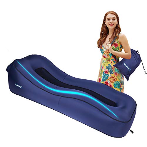 BEAUTRIP Mise à Niveau Chaise Longue Gonflable Respirante Portable Matelas pneumatiques de Couchage avec canapé Mezzanine pour Le Camping intérieur et extérieur