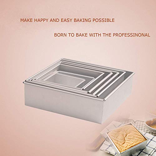 Anodized Aluminum Square Cheesecake Pan Chiffon Cake Mold Baking Mould with Removable Bottom 7 Inch x 7 inch x 3 inch (A 7 inch)