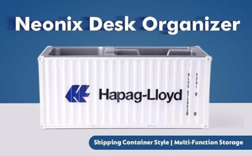 Image of Neonix Desk Organizer Office Supplies Multi Function Shipping Container Style Storage Box Pen Pencil Business Card and Remote Control Holder for Office and Home Gray (Container Storage 2)