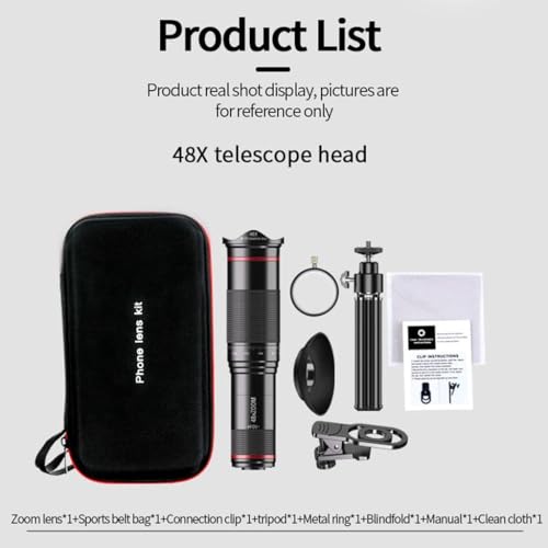 Image of Drumstone 10 𝒀𝒆𝒂𝒓𝒔 𝑾𝒂𝒓𝒓𝒂𝒏𝒕𝒚 48x HD Mobile Phone Zoom Lens with Macro & Ultra Wide-Angle | Telephoto Camera Lens Kit with Alloy Tripod & Clip | Telescope Lens for All Smartphones
