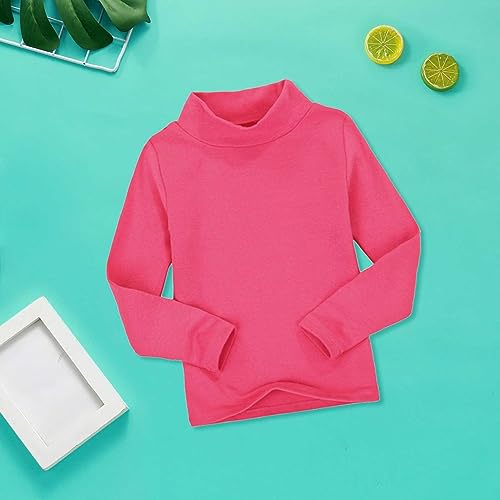 Betadog Boy's Long Sleeve Poly Spandex Turtleneck Girls and Toddler Long Sleeve Turtleneck Shirts (Hot Pink, 3-4 Years)2