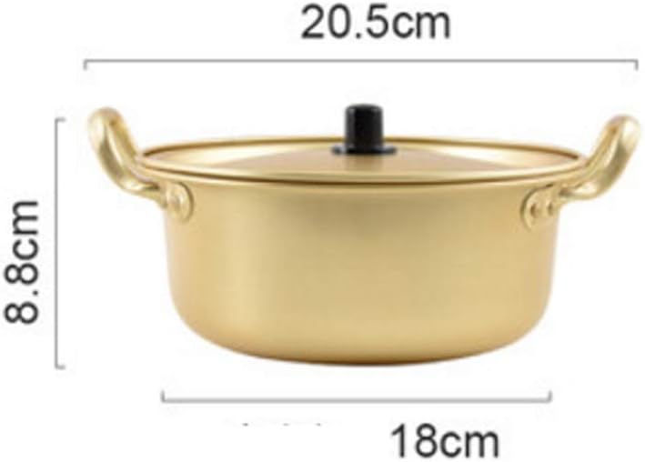 Yellow Aluminum Ramen Noodles Soup Pot with Lid Milk Egg Soup Cooking Pot Fast Heating for Kitchen Cookware Tool
