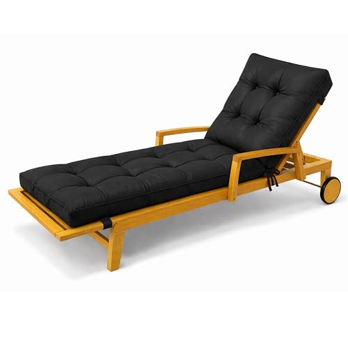 POKAR Coussin Bain de Soleil 200x60x13 cm | Imperméable et Déperlant | Matelas Transat Finition Matelassée | Coussin pour Chaise Longue de Jardin |...