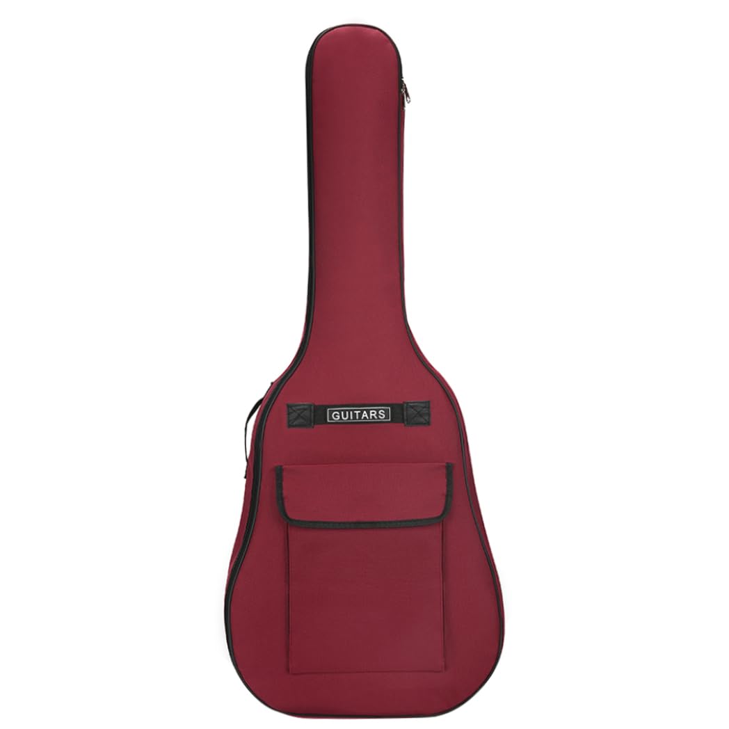 Bolsa de guitarra para 40/41 pulgadas, tela Oxford 600d, ajustable, mochila suave impermeable para guitarra con asa para el hombro, funda para guitarra acústica de gran capacidad, color rojo oscuro, f