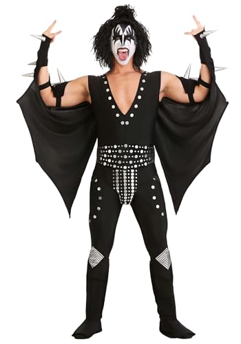 Fun Costumes Mens KISS Adult Demon 70s Rockstar Performer Halloween Outfit Glam Rock Attire Party and Dress-up Medium