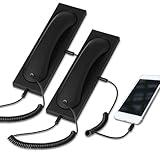 Relaxweex 2 Pack Retro Phone Handset for Cell Phone, 3.5mm Vintage Telephone Receiver with Microphone and Speaker, Anti Radiation Handset, Old School Landline Adapter for Mobile Cellphone, Black