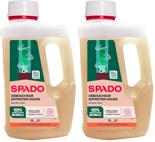 Déboucheur et entretien 100% naturel SPADO liquide menthe format économique 1L Lot de 2
