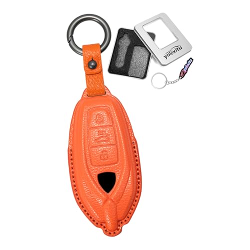 Étui de clé Lamborghini en cuir orange premium pour Urus et Aventador