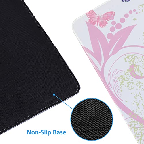 Image of iCasso Extended Gaming Mouse Pad (35.4x15.7 in), Large 3mm Non-Slip Rubber Base Mousepad with Stitched Edges, Waterproof Keyboard Mouse Mat Desk Pad for Work, Game, Office, Home - Butterfly Girl