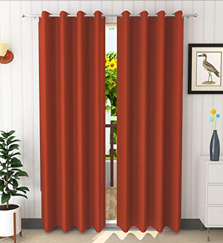 Image of LaVichitra 2 Pieces Premium Blackout Curtains - Thermal Insulated, 3 Layered, 100% Opaque Window Curtain - 5 ft, Rust