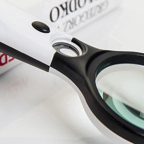 Image of Handheld Magnifier, Reading Magnifying Glass Lens Jewelry Loupe, Book and Newspaper Reading, Insect and Hobby Observation, Classroom Science Magnifier Glass with Light