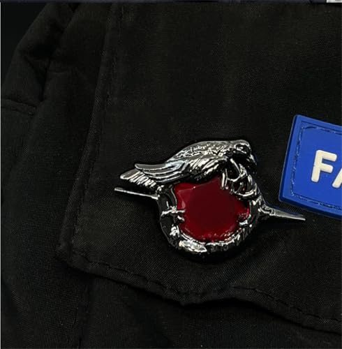 Image of Game LAD Sylus Crow Cosplay Badge Necklace Alloy Red Gem Brooch Lapel Pins Jewelry Bag Costume Accessories Prop Gifts