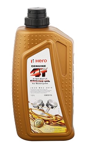 Image of Hero MotoCorp Genuine 4T Plus 10W-30 Synthetic Engine Oil for bikes|API SL and JASO MA2 Certified|Advanced fuel saving technology| Specially formulated for Hero motorcycles| (1200 ml)