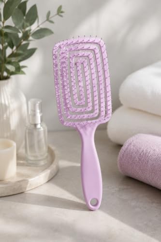 Image of Detangling Hair Brush with Flexible Nylon Bristles & Rounded Tips for Pain-Free Grooming, Anti Frizz Styling & Daily Use | Suitable for Wet & Dry Hair, Men & Women Scalp Friendly Salon Quality Pro Use (Purple)