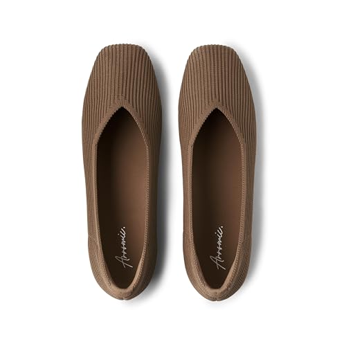 Arromic Flats Shoes for Women, Square Toe Ballet Flats Shoes, Washable Comfortable Knit Flats for Women, Soft Slip on Black Flats for Dressy Wedding Work Office Casual Size 102